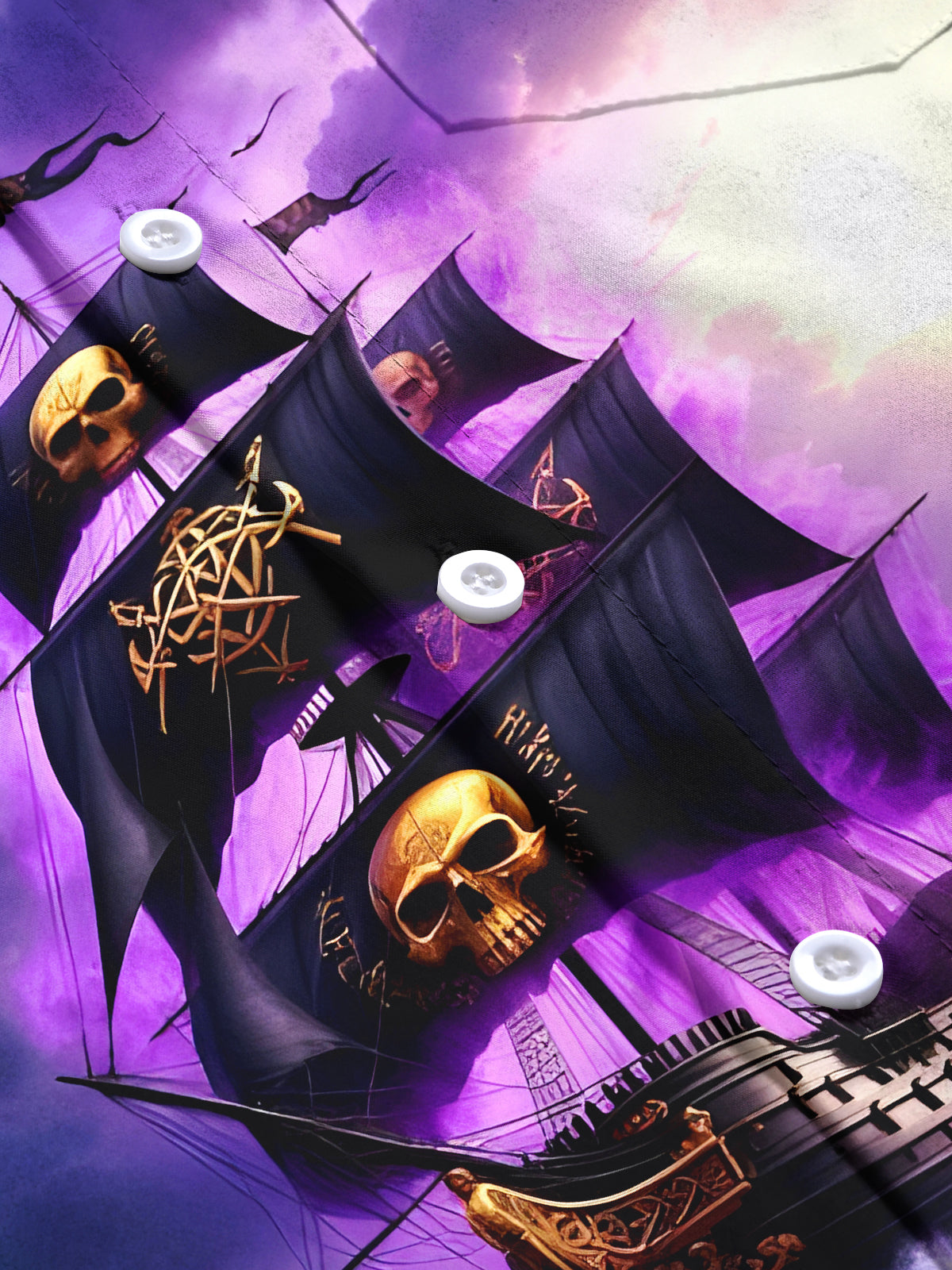 Hawaiian Skull Boat Men's Pocket Short Sleeve Shirts