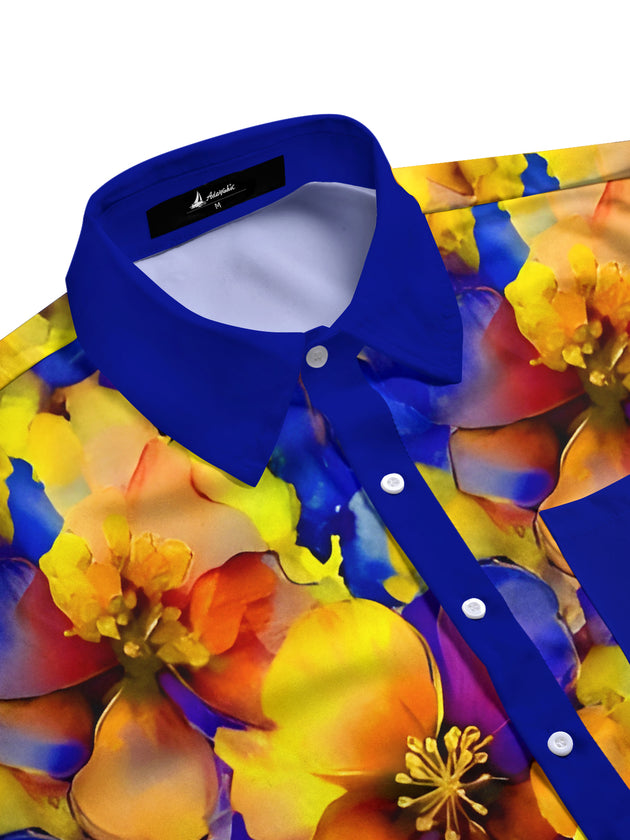 men's floral short sleeve flat lay shirt