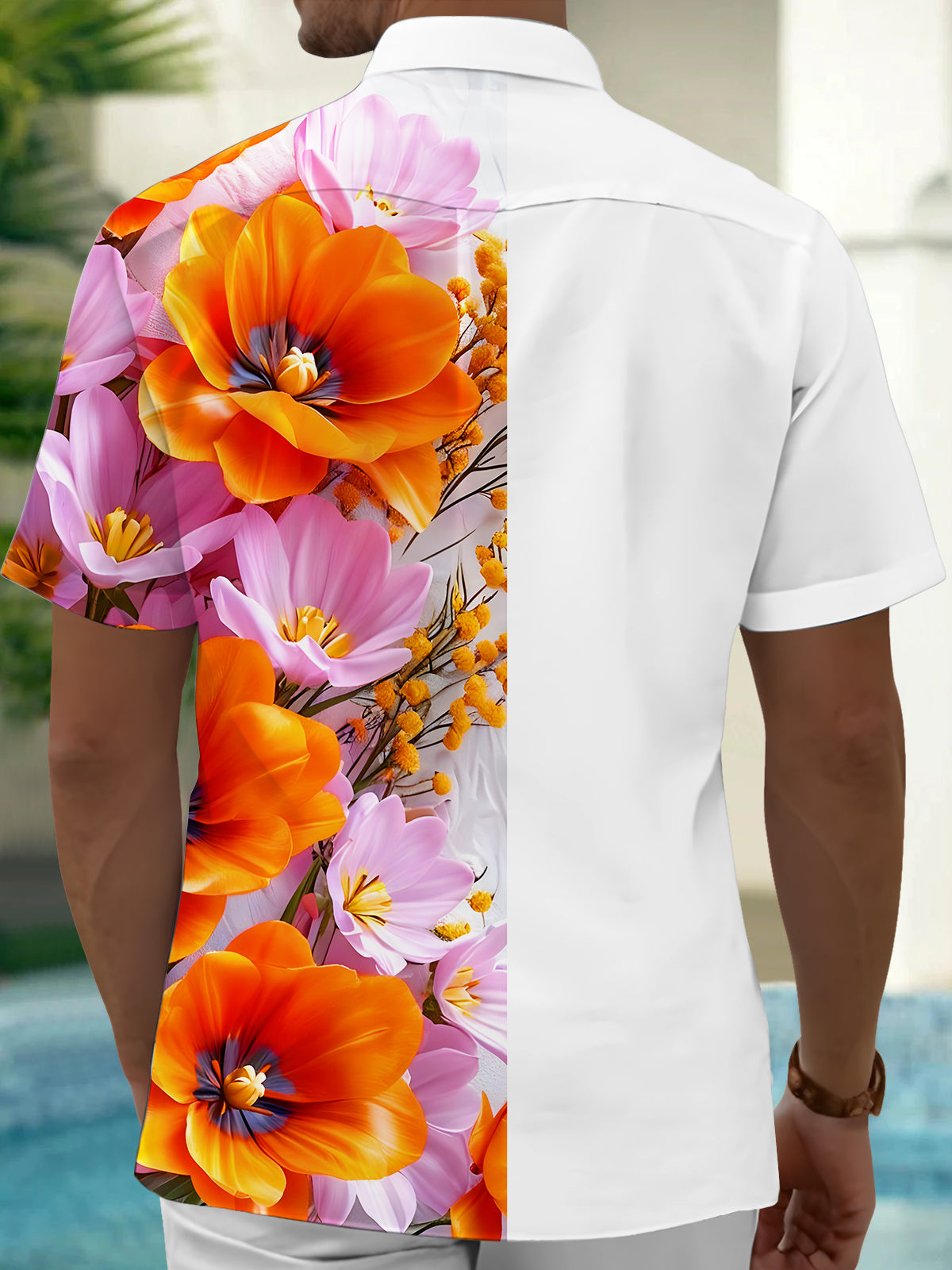 Floral Men's Pocket Short Sleeve Shirts