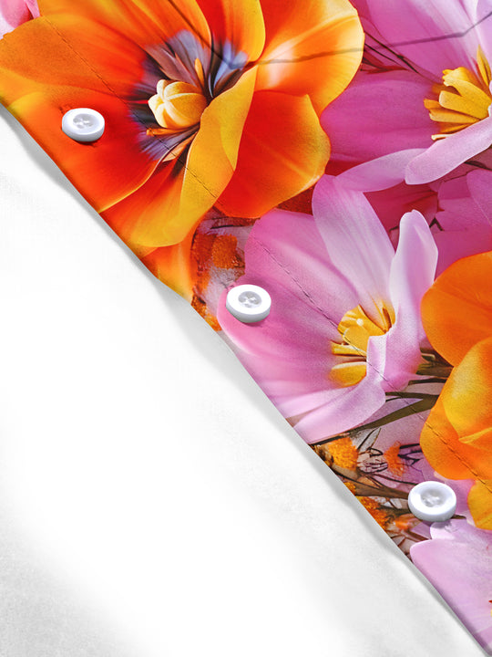 men's floral short sleeve flat lay shirt