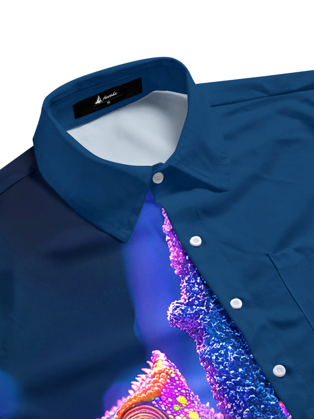 men's retro 70s print shirt side view