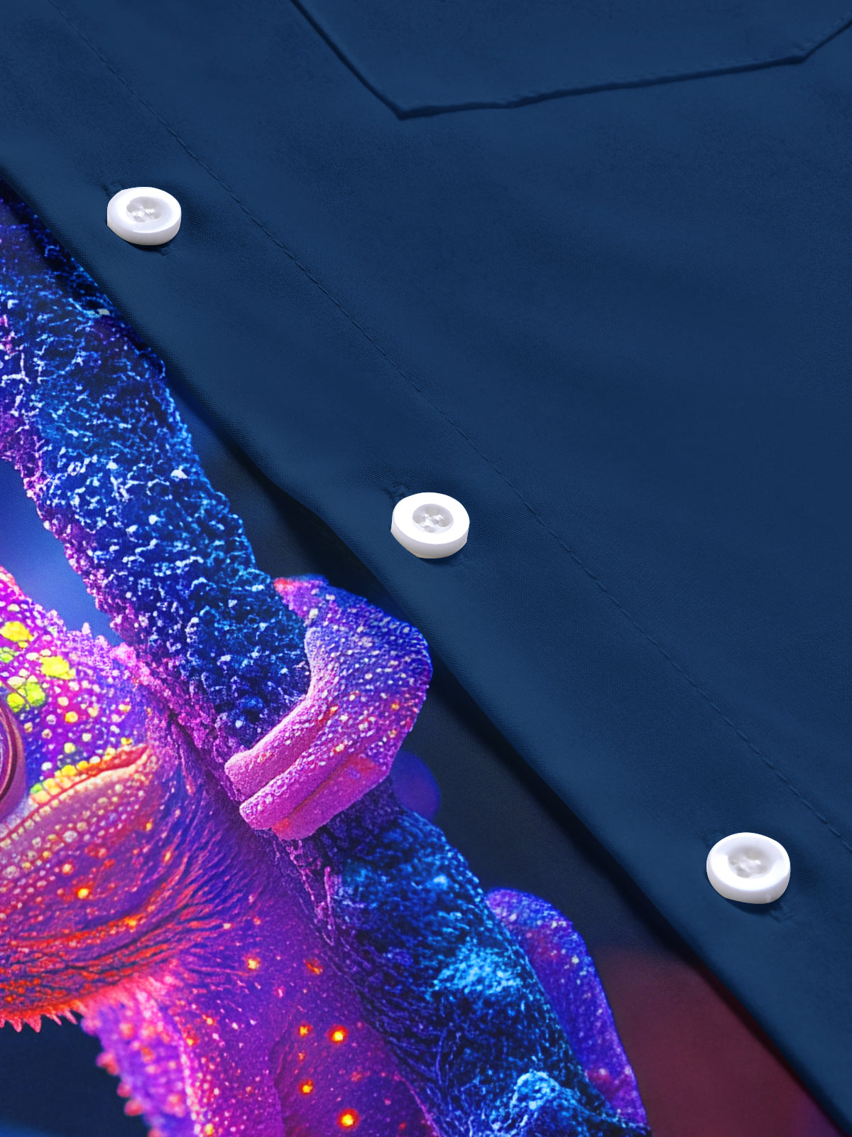 Psychedelic Chameleon Men's Pocket Short Sleeve Shirts