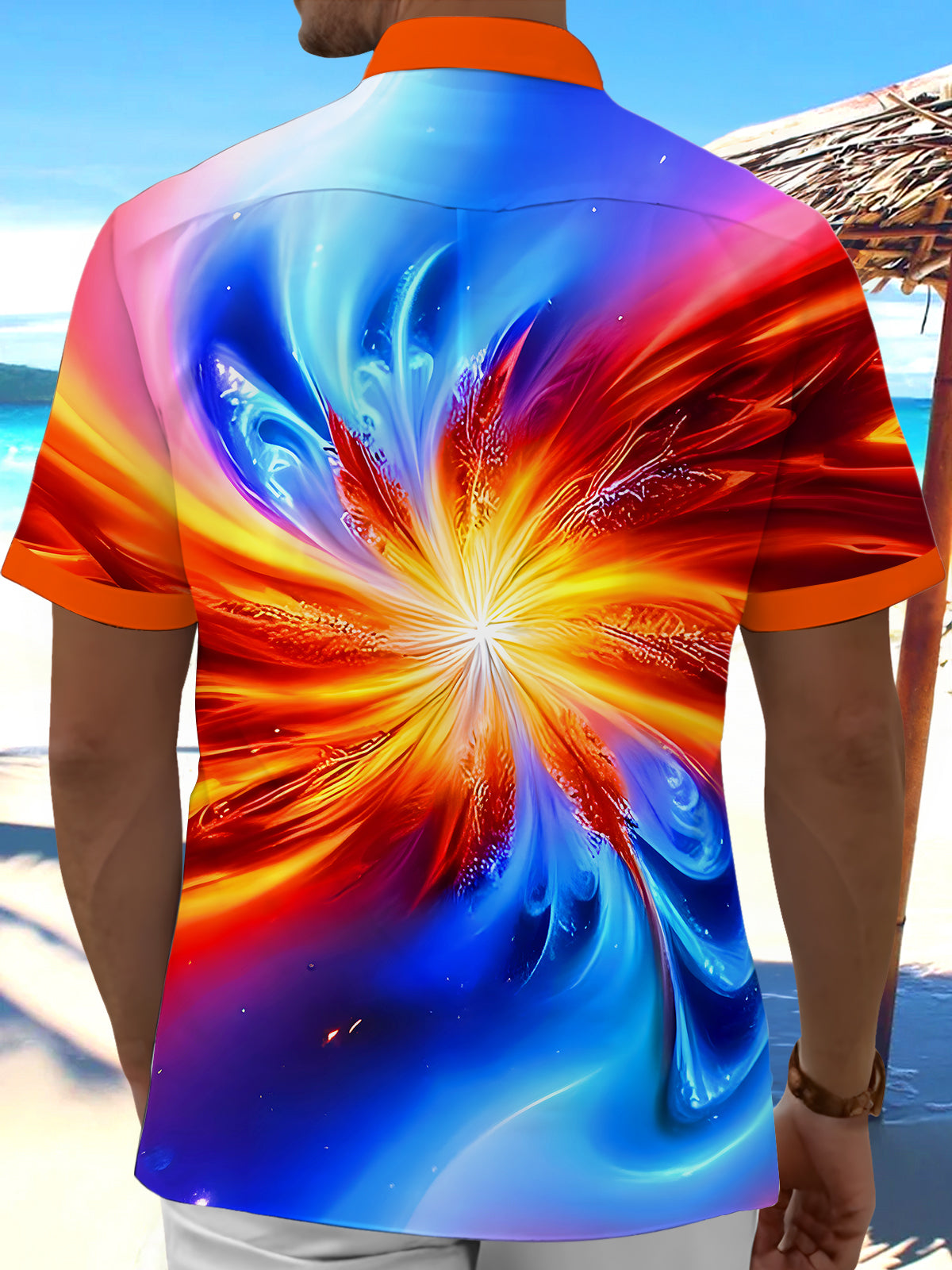 Gradient Tie Dye Men's Pocket Short Sleeve Shirts