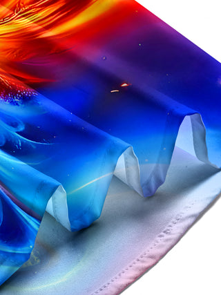 Men wearing gradient tie dye abstract print short sleeve pocket shirt lifestyle view