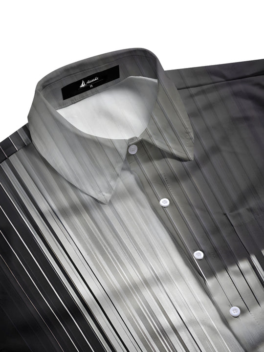 Geometric Gradient Print Men's Pocket Short Sleeve Shirts