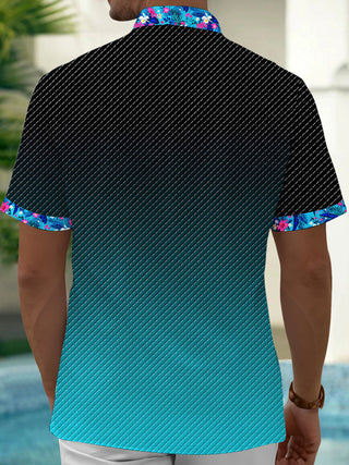 Men's floral short sleeve shirt back view