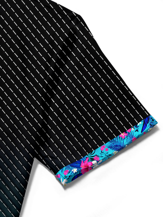 Men's floral short sleeve shirt pocket close-up