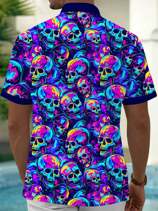 men's skeleton pattern shirt back view