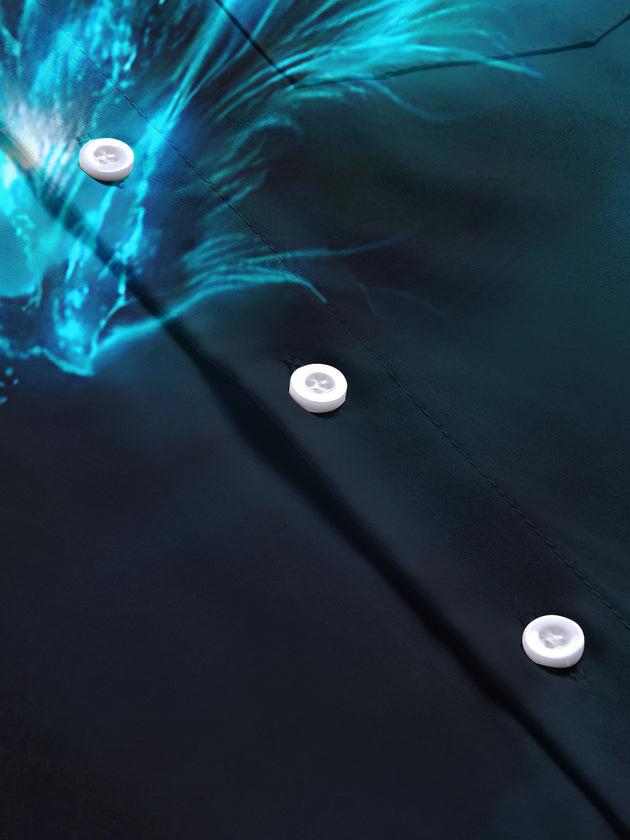 men's dragon print short sleeve flat lay shirt