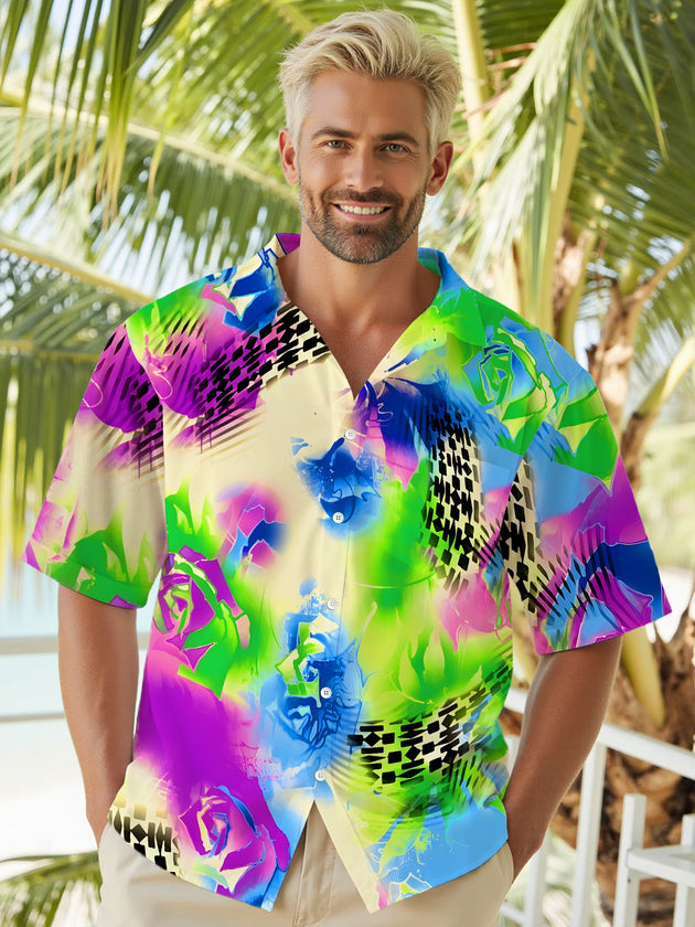 men's Hawaiian shirt front view tropical beach vacation