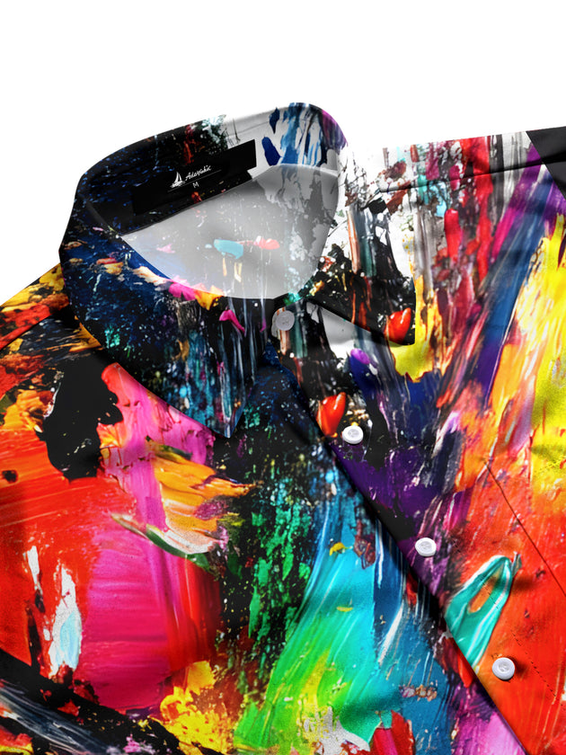 Men's geometric print half sleeve shirt side view