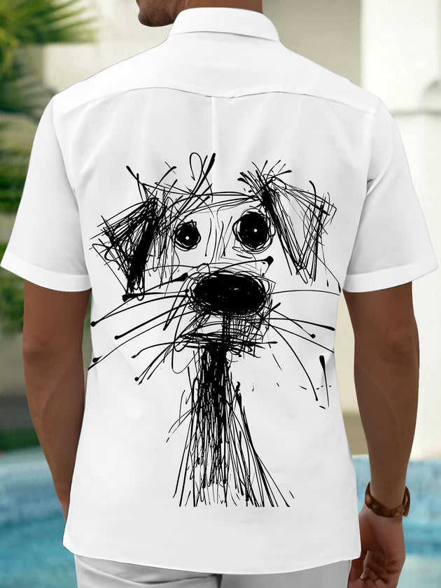 men's pet print shirt side view