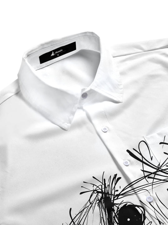 men's dog print short sleeve pocket shirt flat lay
