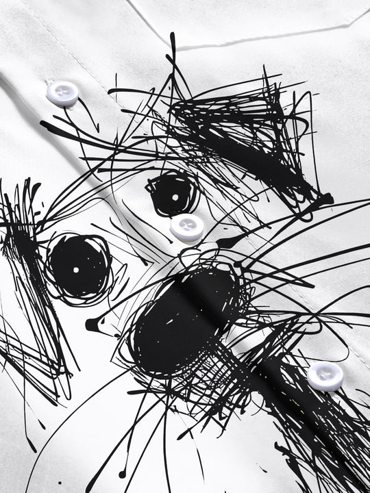 men's dog print shirt close-up short sleeve