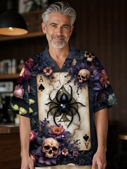 men's skull print shirt front view