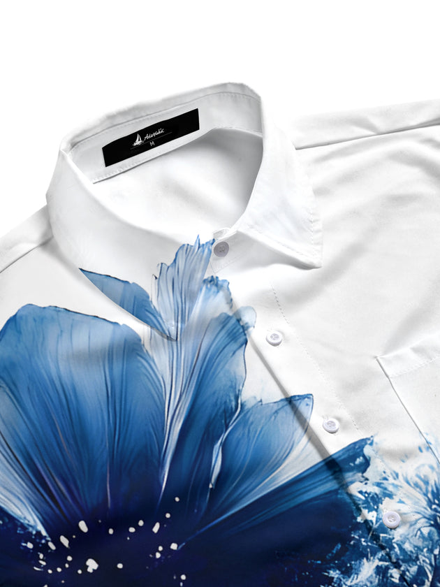 men's floral short sleeve flat lay shirt