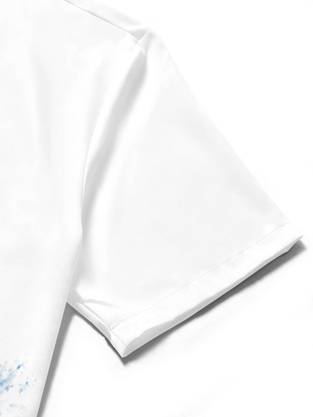 Men's short sleeve botanical pocket shirt lifestyle photo