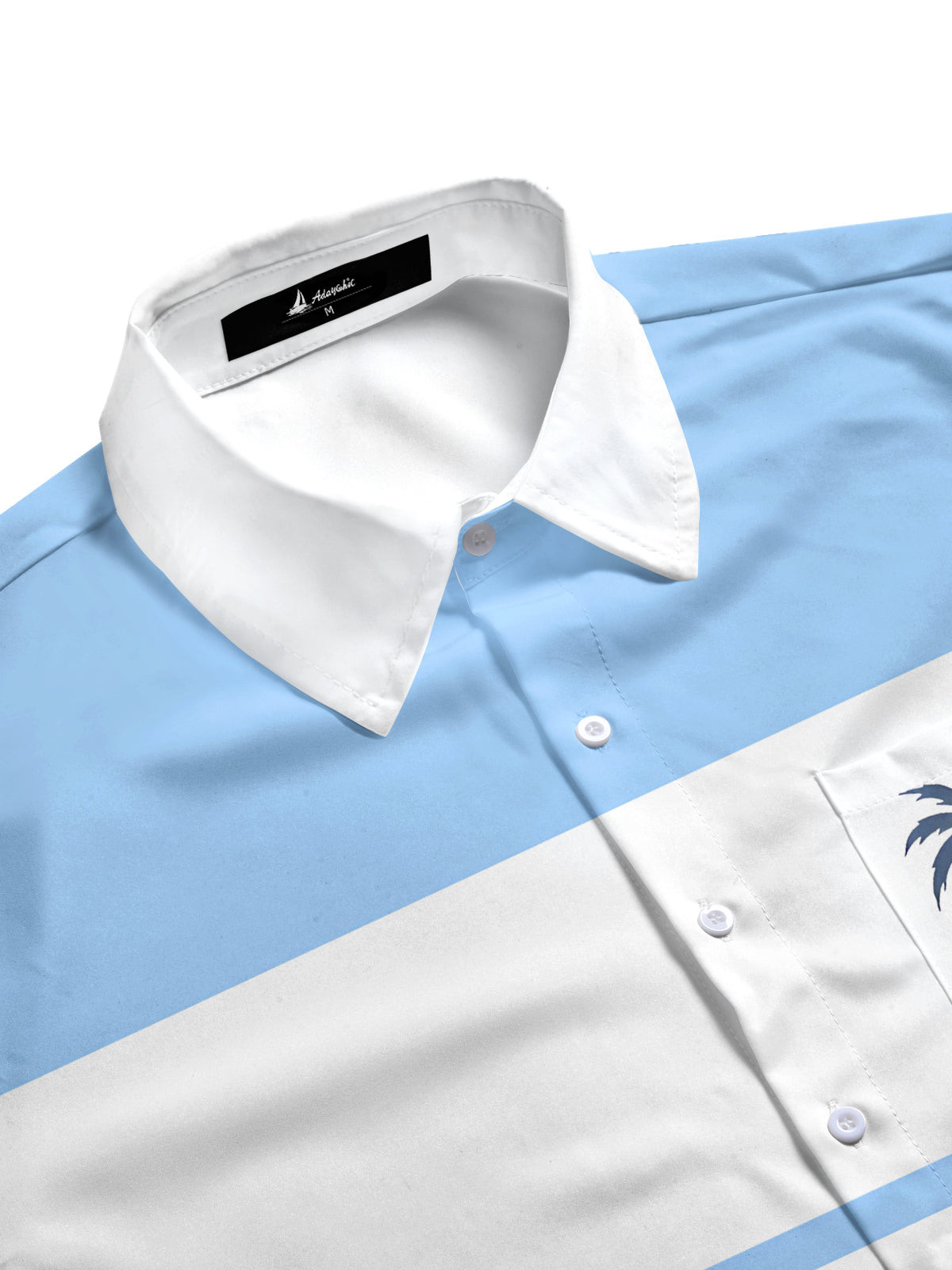 Hawaiian Colorblock Coconut Tree Print Men's Pocket Short Sleeve Shirts