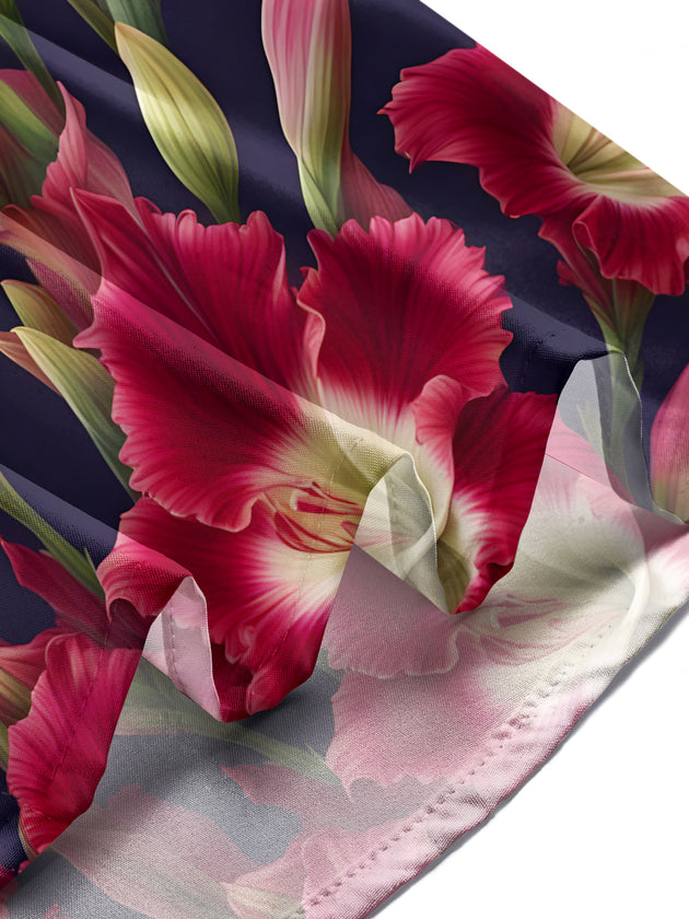 Men's floral pocket short sleeve shirt in a casual lifestyle setting, front view