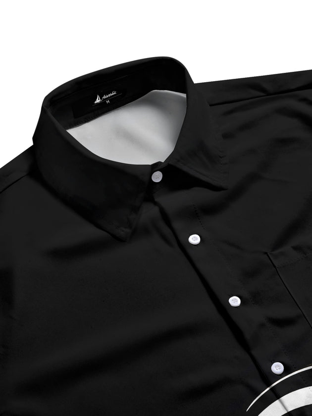 Men's Billiard Print Pocket Short Sleeve Shirt Flat Lay Pattern Detail