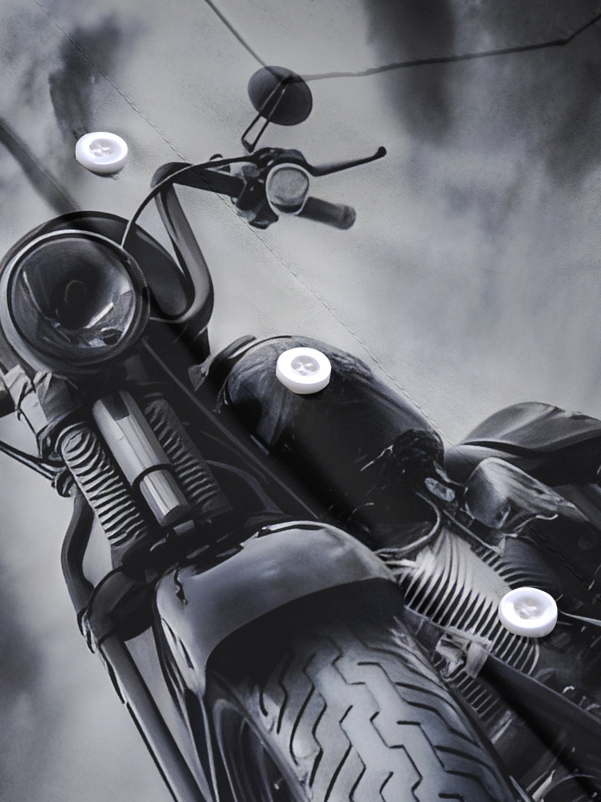 Motorcycle Print Men's Pocket Short Sleeve Shirts