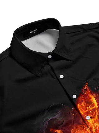 men's skull print short sleeve flat lay shirt