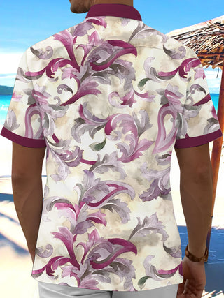 Men's geometric print short sleeve shirt side view