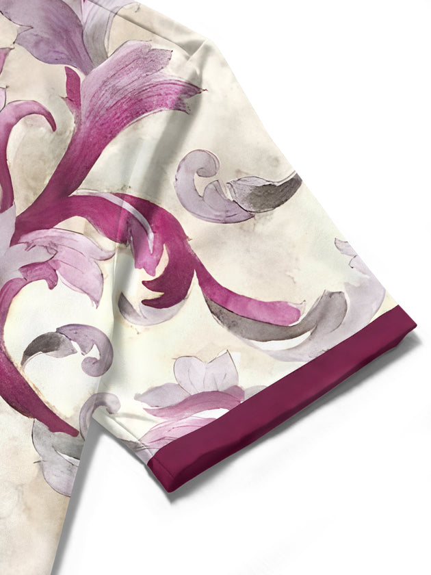 Men wearing abstract print short sleeve shirt lifestyle