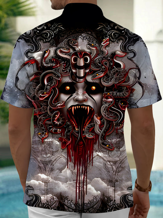 men's geometric print shirt back view
