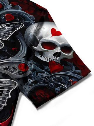 men's butterfly print shirt close-up short sleeve