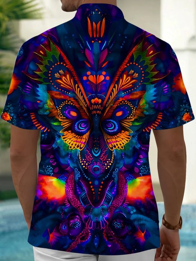 men's abstract print short sleeve shirt back view
