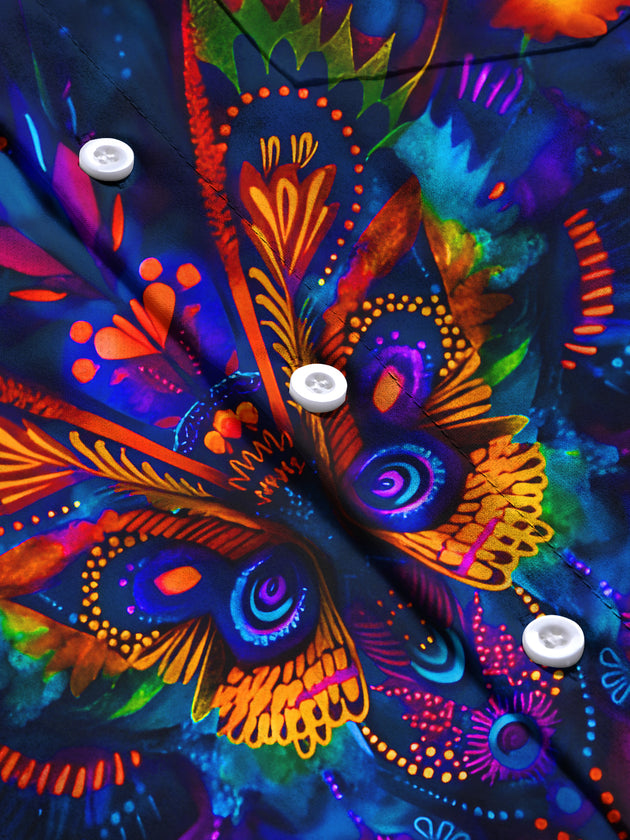 men's abstract print short sleeve flat lay shirt