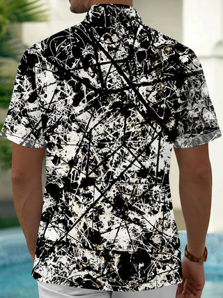 Men's tie dye abstract print short sleeve shirt back view