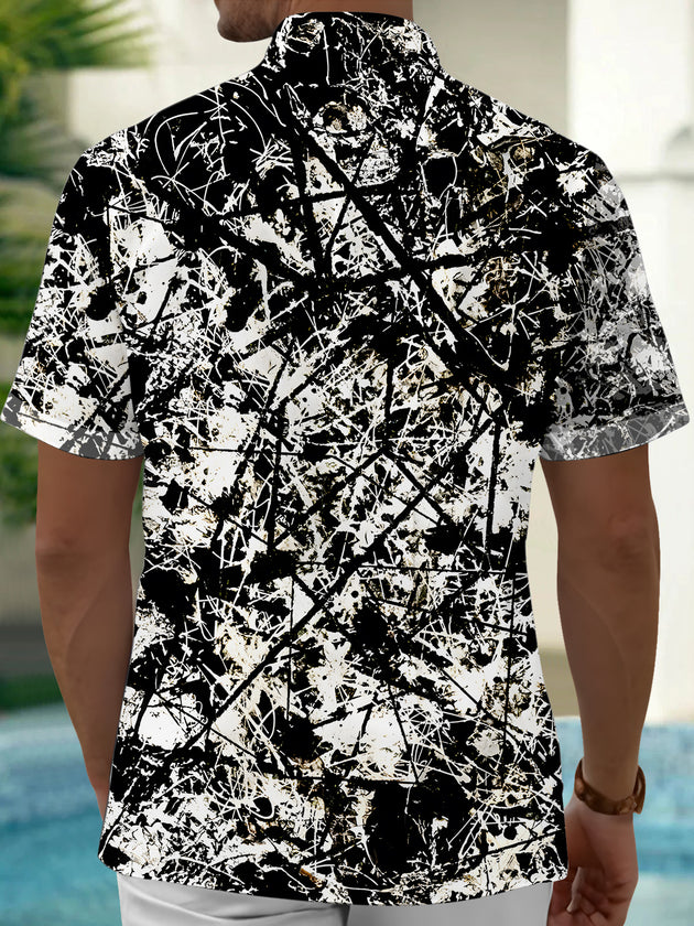 Men's tie dye abstract print short sleeve shirt back view