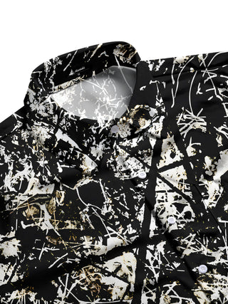 Men's abstract tie dye short sleeve shirt side view