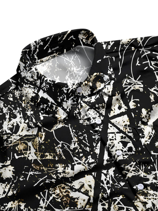 Men's abstract tie dye short sleeve shirt side view