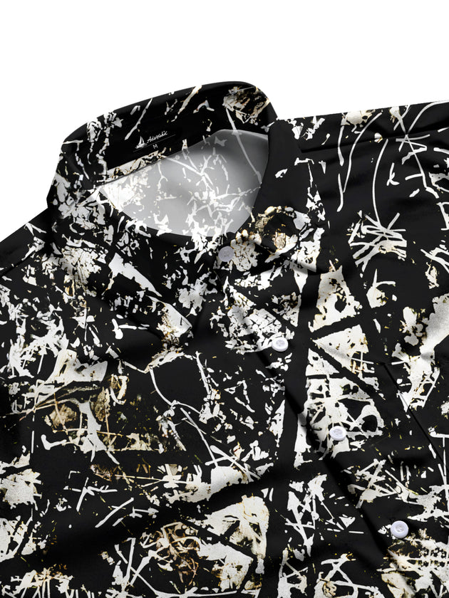 Men's abstract tie dye short sleeve shirt side view