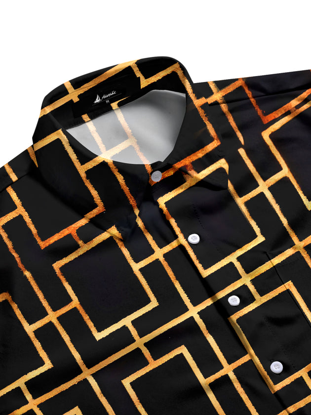 men's pattern print shirt side view