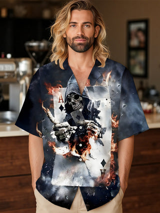 men's skull print shirt front view