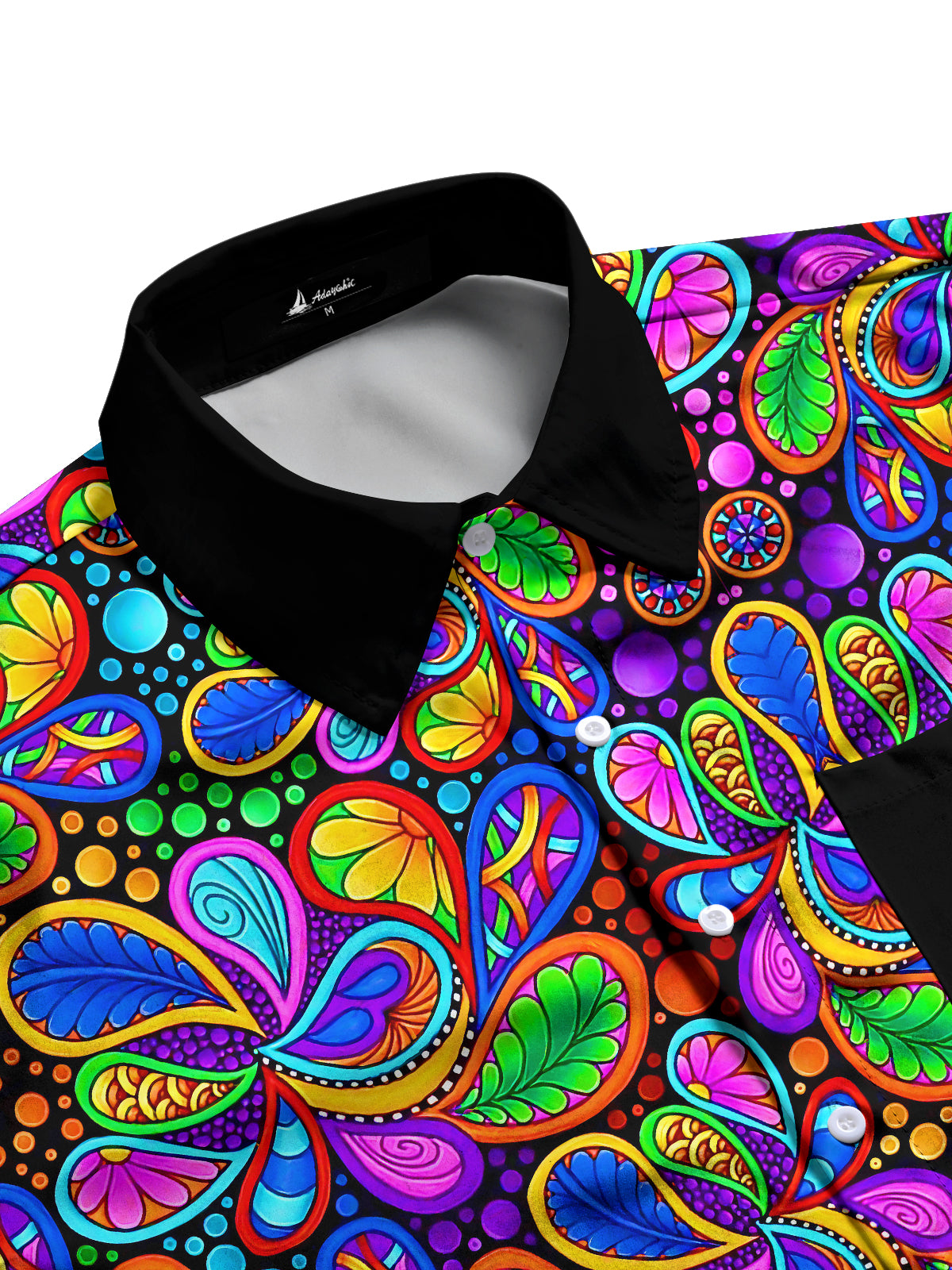 Hawaiian Colorful Leaves Men's Pocket Short Sleeve Shirts