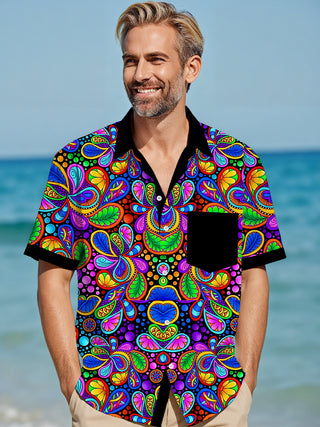 men's colorful Hawaiian shirt front view tropical beach vacation