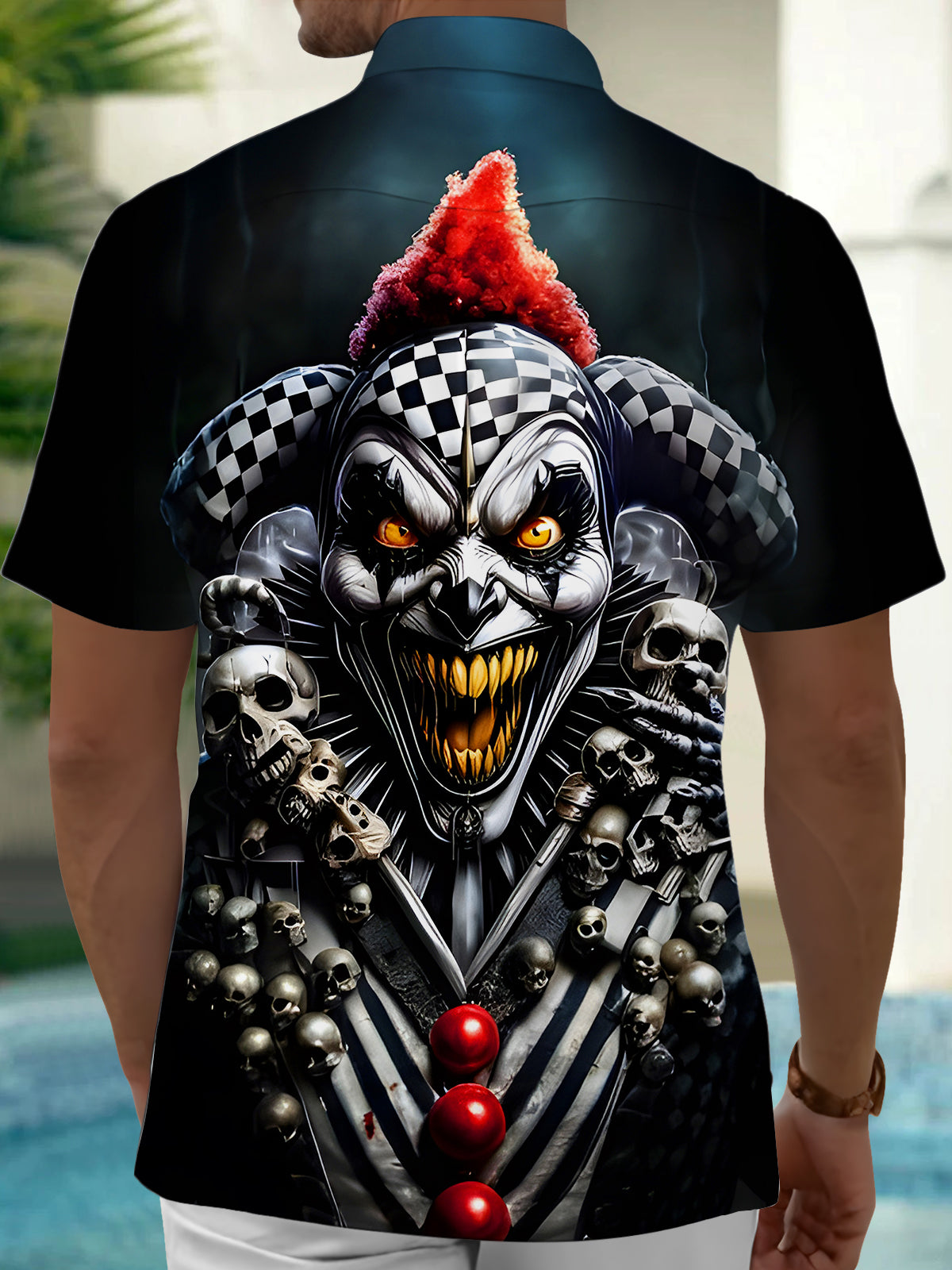 Funny Abstract Skull Men's Pocket Short Sleeve Shirts