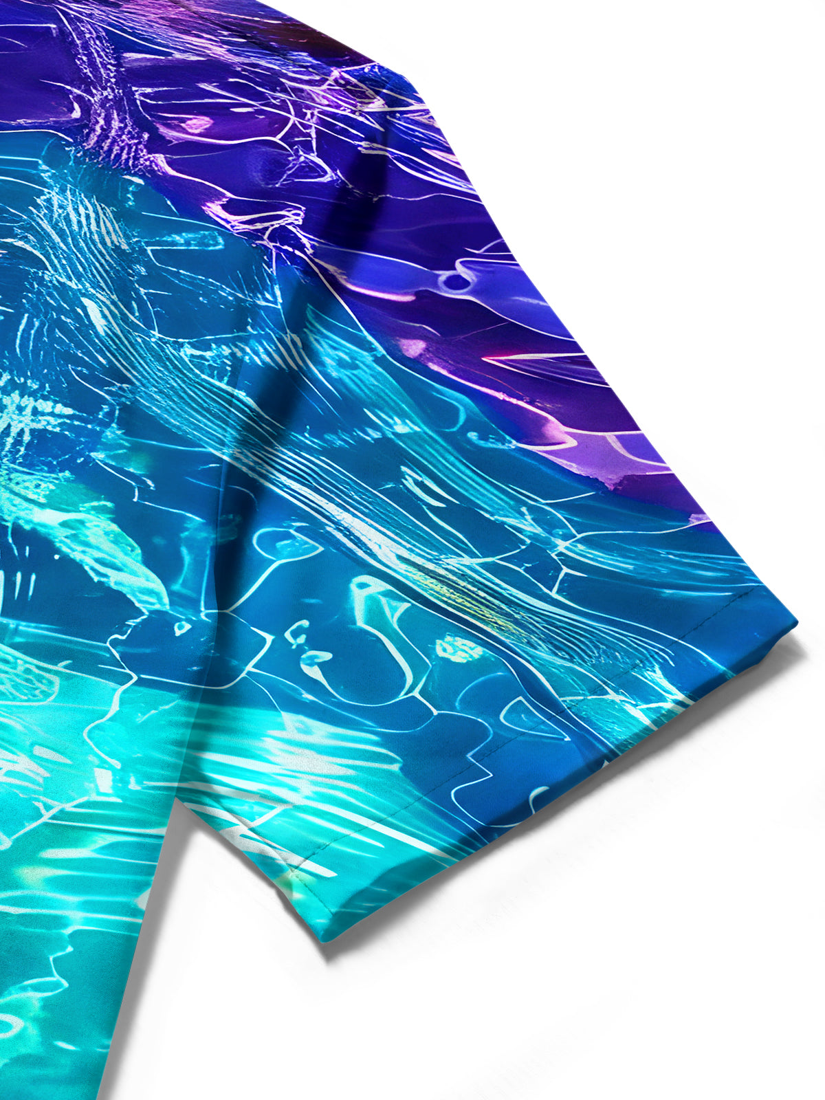 Hawaiian Rainbow Colored Water Ripples Men's Pocket Short Sleeve Shirts