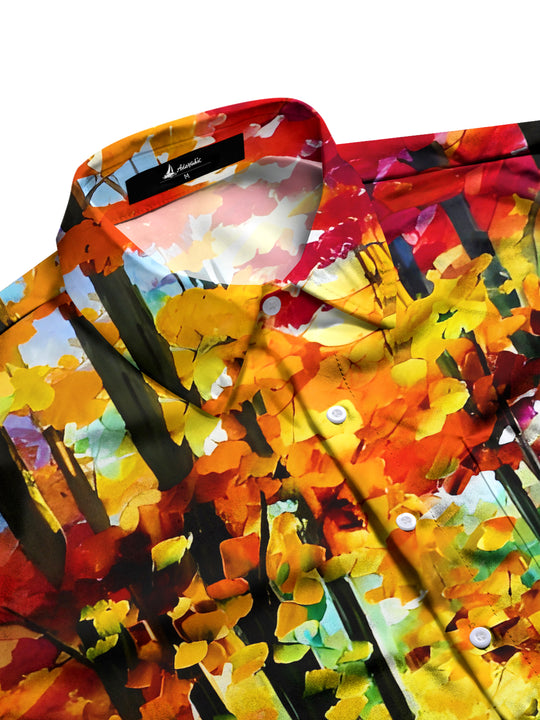 men's forest path artwork half sleeve shirt side view