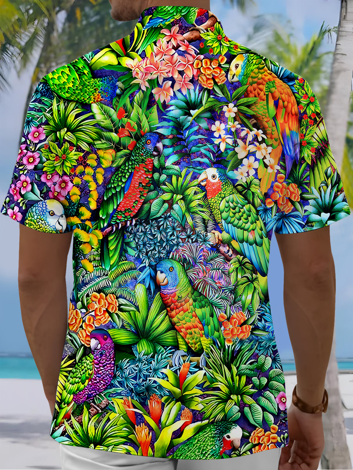 Hawaiian Parrot Men's Pocket Short Sleeve Shirts