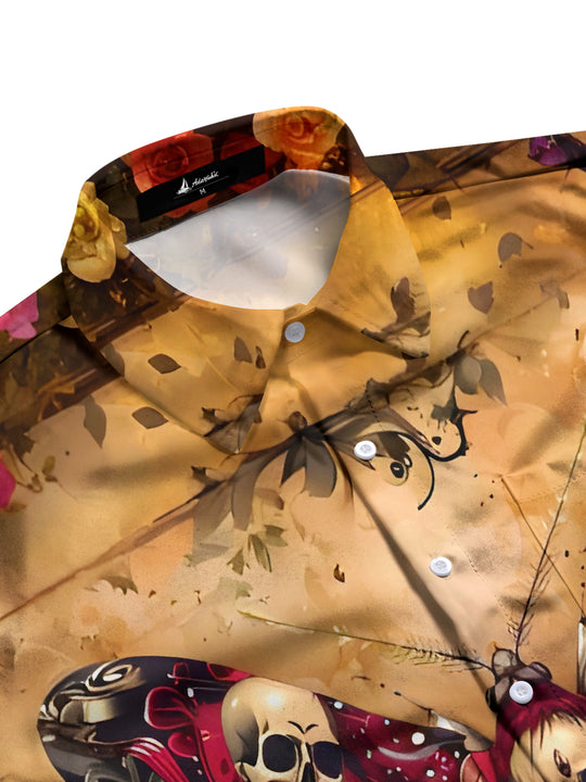 men's garden pattern shirt side view