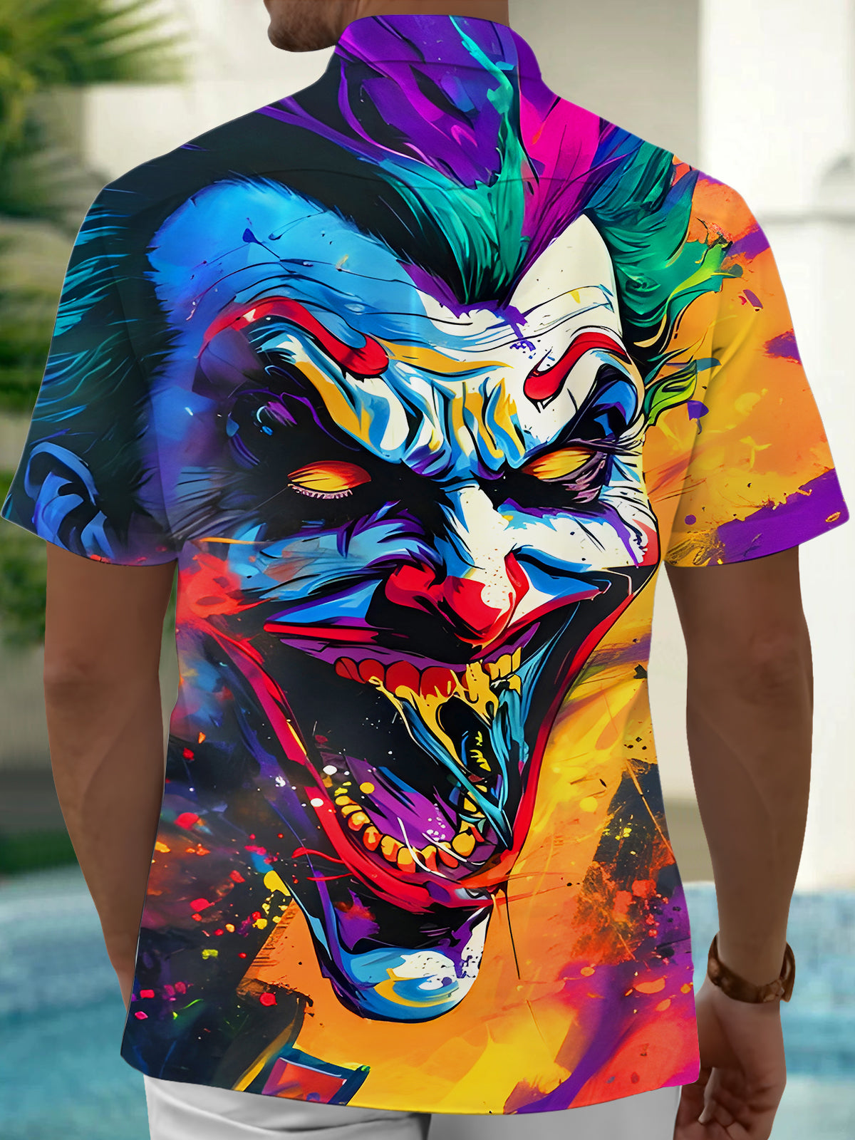 Funny Joker Face Men's Pocket Short Sleeve Shirts
