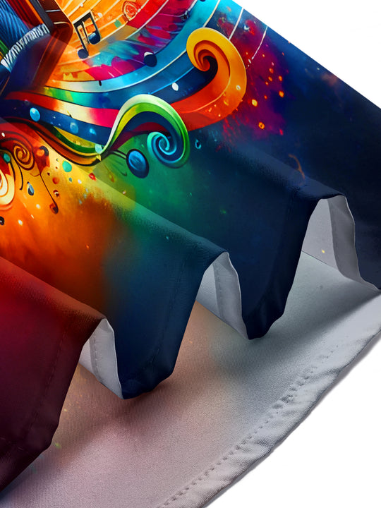 Men's short sleeve tie dye music notes print shirt lifestyle candid shot