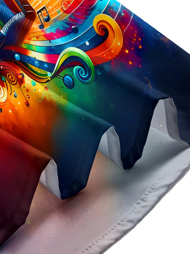 Men's short sleeve tie dye music notes print shirt lifestyle candid shot