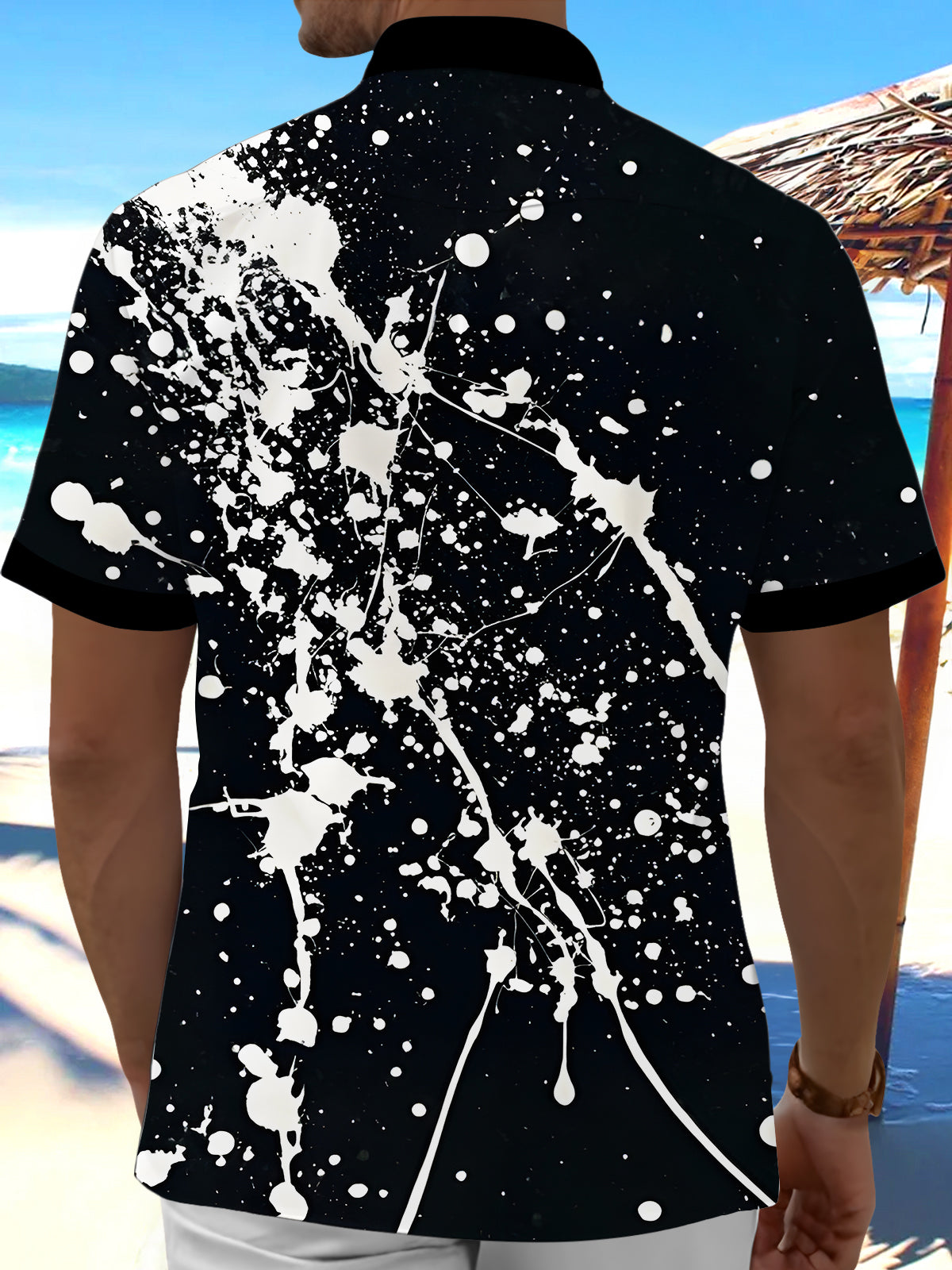 Tie Dye Abstract Lines Geometry Men's Pocket Short Sleeve Shirts